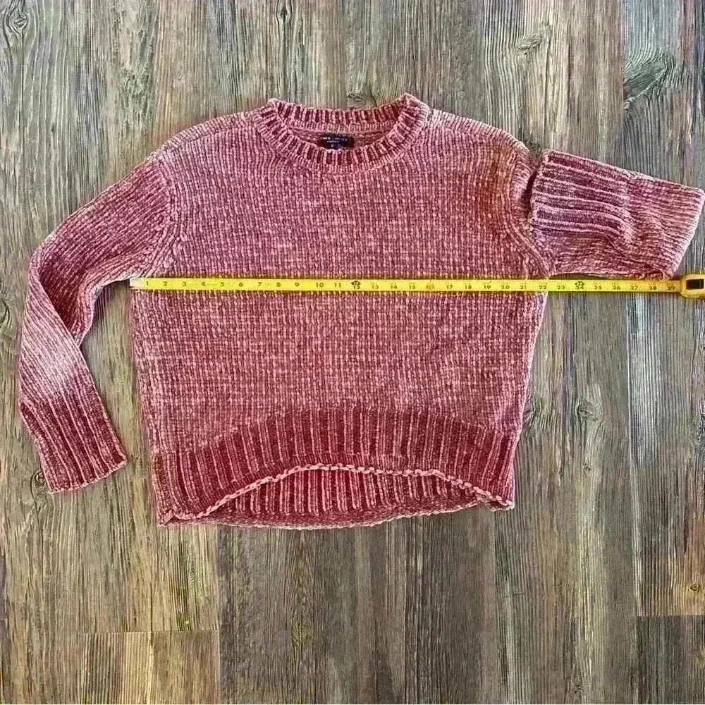Romeo + Juliet Couture Sweater Women's Med Rose Pink Chenille Knit Scalloped Hem - Picture 7 of 11